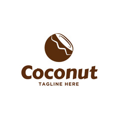 Coconut water drink logo design. Resort logo with beach and coconut palms view in coconut drink