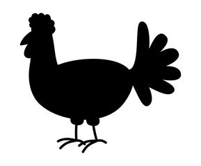 A black chicken isolated in profile on a white background