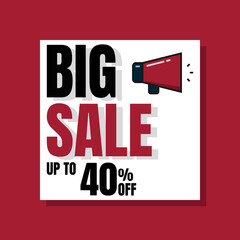 BIG Sale discount. Special offer price signs, Discount 40% OFF