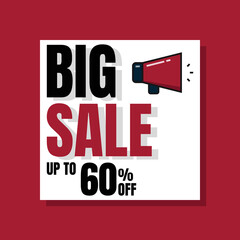 BIG Sale discount. Special offer price signs, Discount 60% OFF