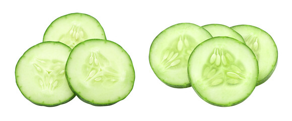 Sliced cucumber isolated, transparent png, collection, PNG format, cut out