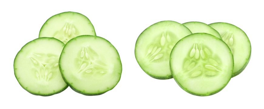 Sliced cucumber isolated, transparent png, collection, PNG format, cut out