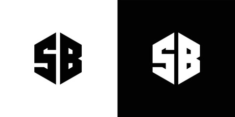 Letter S B Polygon, Hexagonal Minimal and Trendy Professional Logo Design On Black And White Background