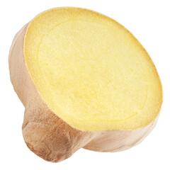 Ginger slice isolated on white background, clipping path, full depth of field