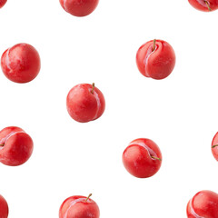 Plum isolated on white background, SEAMLESS, PATTERN