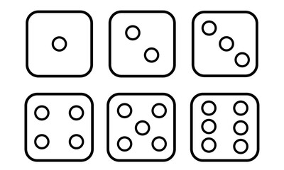 Set of monochrome dices. Vector isolated dice icons