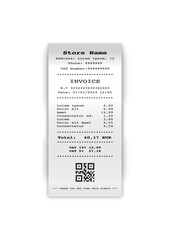 Simple and Minimalistic Supermarket Euro Invoice with QR Code on a White Background