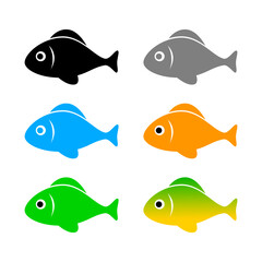 Fish vector icons on white background