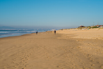 Fototapeta na wymiar Costa da Caparica beach in the winter time.