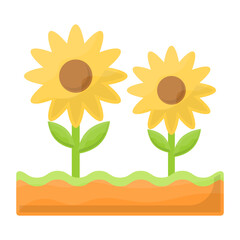 Sunflower plant fields vector color icon design, Environmental pollution symbol, Chemical Biological contamination sign, Pollutants stock illustration, Pollution prevention elements concept