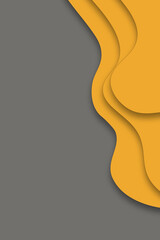 abstract background with curvy yellow shapes on grey background and free text space