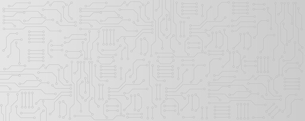 Back and white circuit electronic or electrical line with circle engineering technology concept vector background