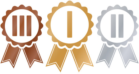 vector illustration of gold, silver and bronze colored award ribbon banners