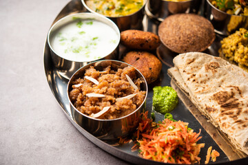 Millet Food thali or platter is an Indian vegetarian age old way of eating