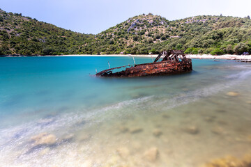 sunken boat on the coast of Croatia