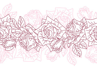 Seamless pattern with rose flowers. Beautiful decorative plants.