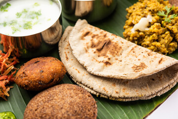 Millet Food thali or platter is an Indian vegetarian age old way of eating