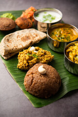 Millet Food thali or platter is an Indian vegetarian age old way of eating