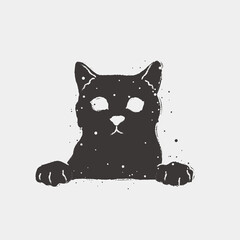Illustration of a cat. Dark and light shades.