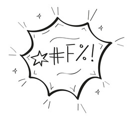 Swear, expletive words vector. Angry, rude fellings in comic, cartoon baloons. Dynamite icon vector in doodle style Bomb sign. Metaphor of negative feelings