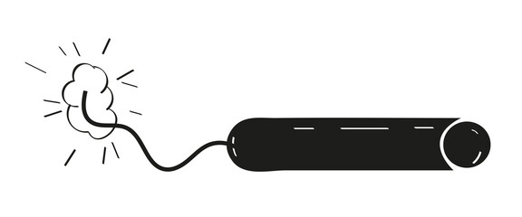 Dynamite icon vector in doodle style Bomb sign. Metaphor of negative feelings, explosion of emotions.