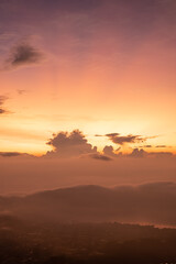 Fototapeta na wymiar sunrise over the vulcano