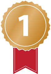 vector illustration of gold colored first place award ribbon banner