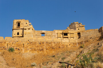 The Fortress of Jaisalmer Fort, Beautiful Outside View, Golden City, Fortification of Jaisalmer Fort, Rajasthan, India.