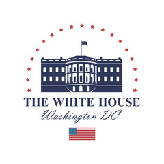 white house building icon in Washington DC isolated on white background