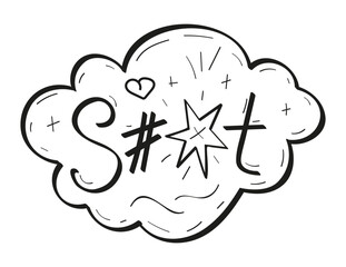 Swear, expletive words vector. Angry, rude fellings in comic, cartoon baloons. Dynamite icon vector in doodle style Bomb sign. Metaphor of negative feelings