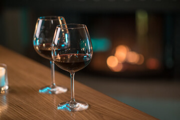 glasses of wine in a cozy place