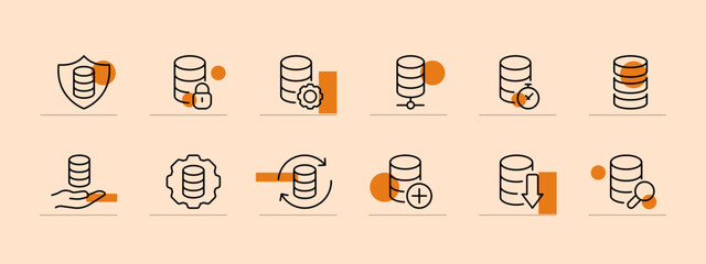 Finencial literacy set icon. Money, cash, cent, transaction, arrows, beg, send, receive, salary, income, spending, tax. Business concept. Pastel color background. Vector line icon for business