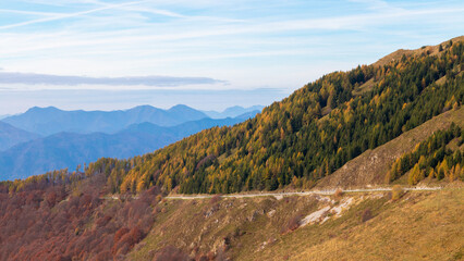 alpine panorama with autumn colors