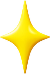 Yellow pointed star isolated on white background. 3D vector illustration.