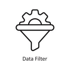 Data Filter Vector Outline Icon Design illustration. Business And Data Management Symbol on White background EPS 10 File