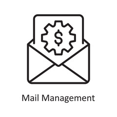 Mail Management Vector Outline Icon Design illustration. Business And Data Management Symbol on White background EPS 10 File