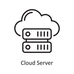 Cloud Server Vector Outline Icon Design illustration. Business And Data Management Symbol on White background EPS 10 File