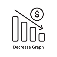 Decrease Graph Vector Outline Icon Design illustration. Business And Data Management Symbol on White background EPS 10 File