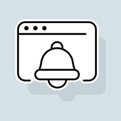 Reminder line icon. Ringtone, message, alarm, unread, phone icon, bell, alarm jingle, clock, notification, call. Sound concept. Vector sticker line icon on white background