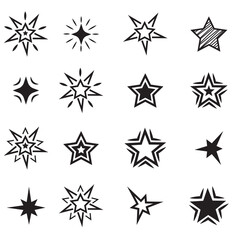 Star icons. Twinkling stars. Sparkles, shining burst. Christmas vector symbols isolated