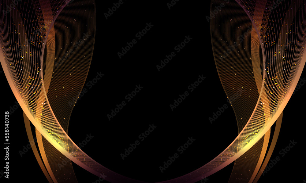 Canvas Prints golden waves with glitter effect on black background