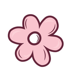 cute simple doodle pink chamomile flower head