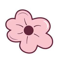 cute simple doodle pink chamomile flower head
