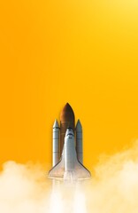 Space Shuttle isolated on yellow background. Elements of this image furnished by NASA.