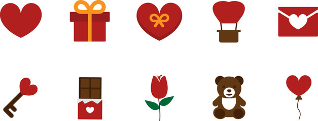 Valentine in flat style icon set design