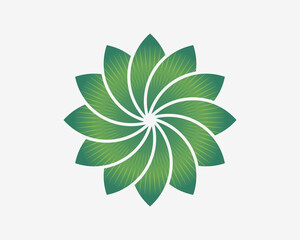 Leaves Mandala Ethnic Decorative Oriental Floral Leaf Natural Circular Symmetric Vector Logo Design