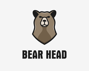 Grizzly Bear Big Predator Beast Strong Powerful Head Face Portrait Cartoon Mascot Vector Logo Design