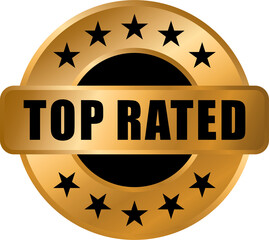 Top rated gold vector emblem, Top rated label stamp © muh
