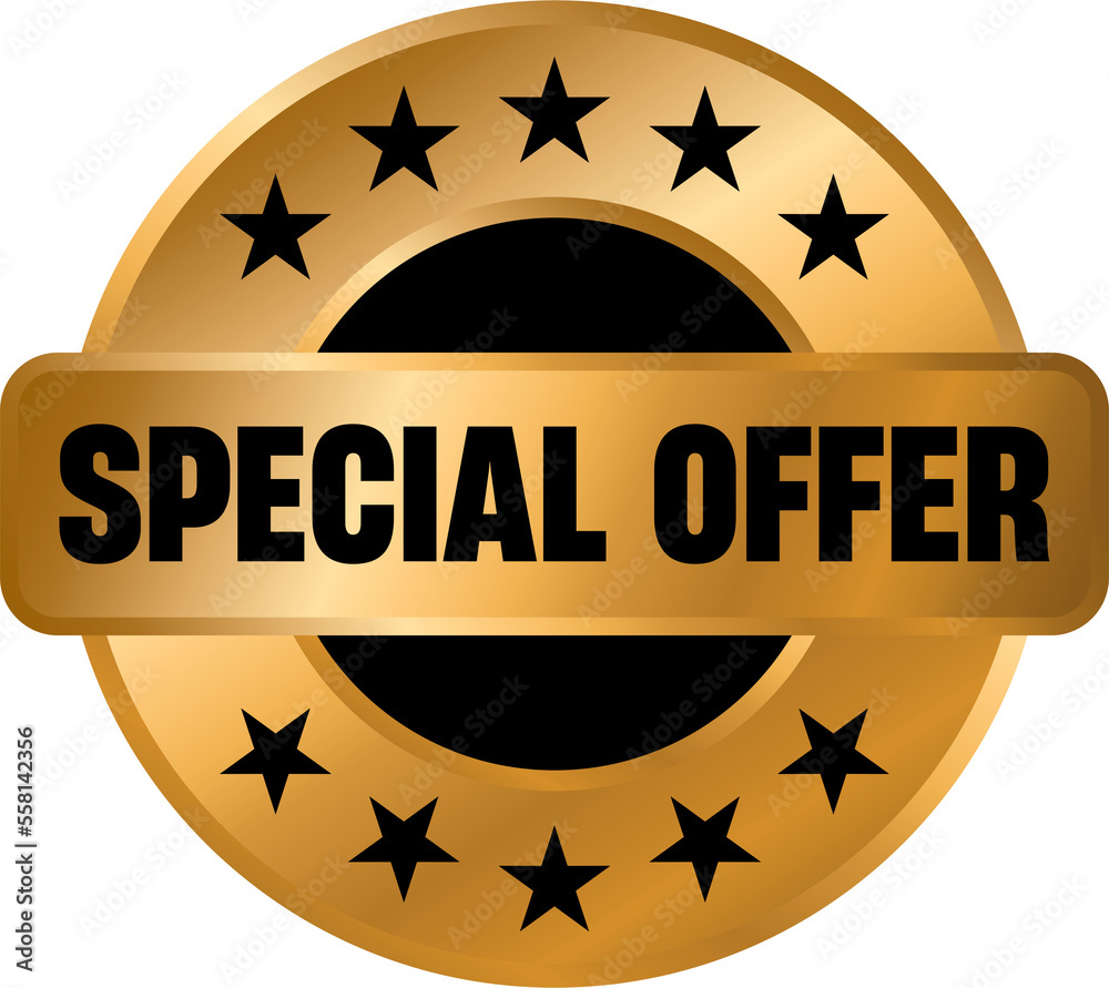 Wall mural special offer gold vector emblem, special offer label stamp