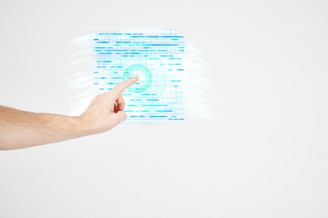 Male hand illustrating artificial intelligence